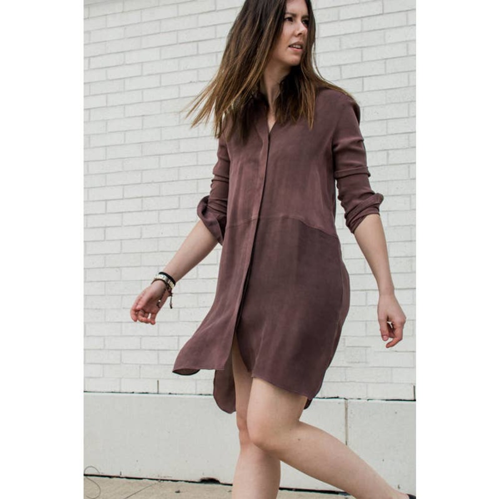 Aritzia Wilfred Silk Bossut Shirt Dress